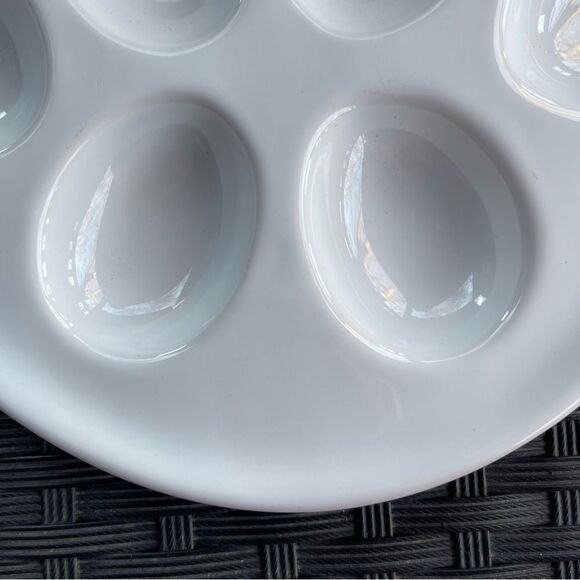 Target Home White Egg Shaped Ceramic Deviled Egg Serving Platter Plate - Picture 12 of 16